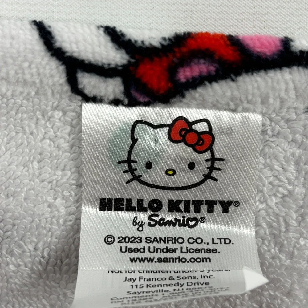 Hello Kitty Sanrio Hand Towel Set of 2 White Red Strawberry Cotton Terry 16x28